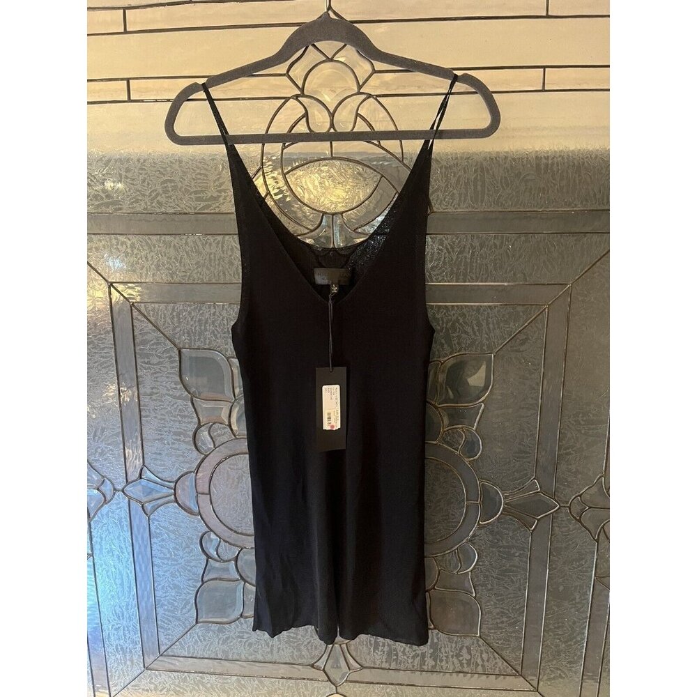 Nili Lotan Havannah Cami Rayon Black Mesh Semi Seethrough Top Size Large